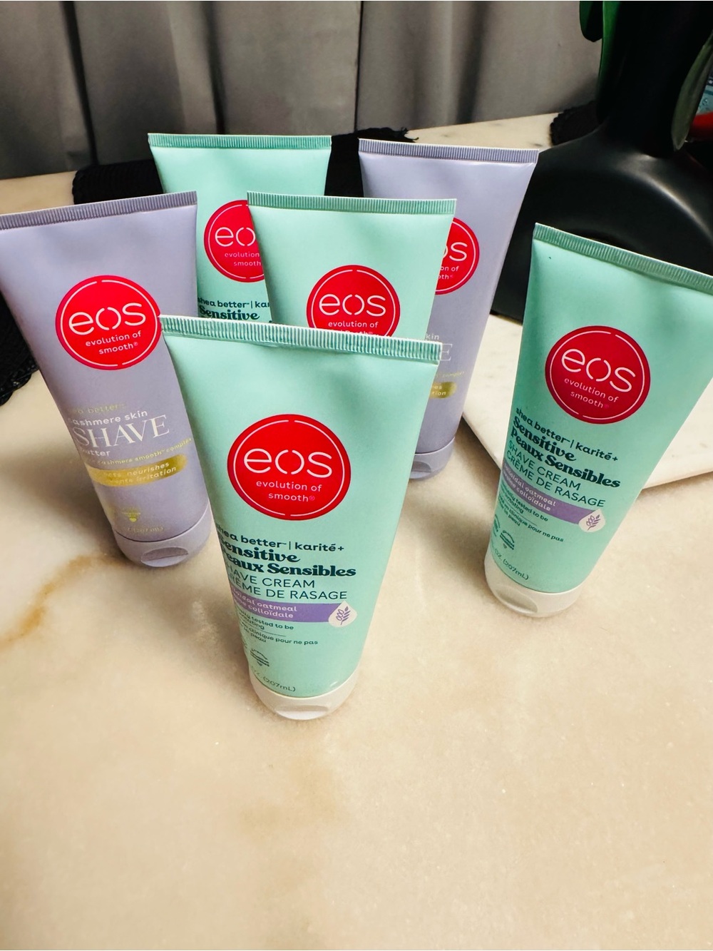 eos Sensitive Skin Shave Cream Tubes - Mint Green and Lavender bundle 6 ct